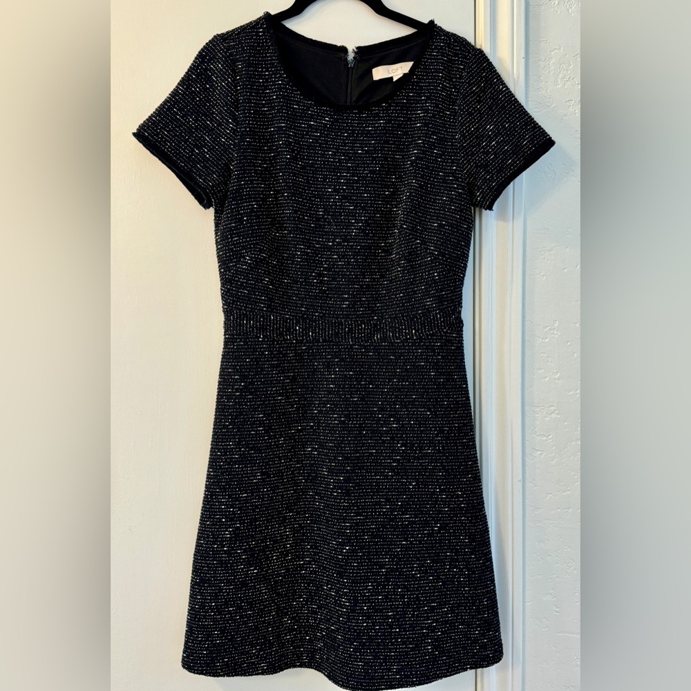 Loft black tweed dress